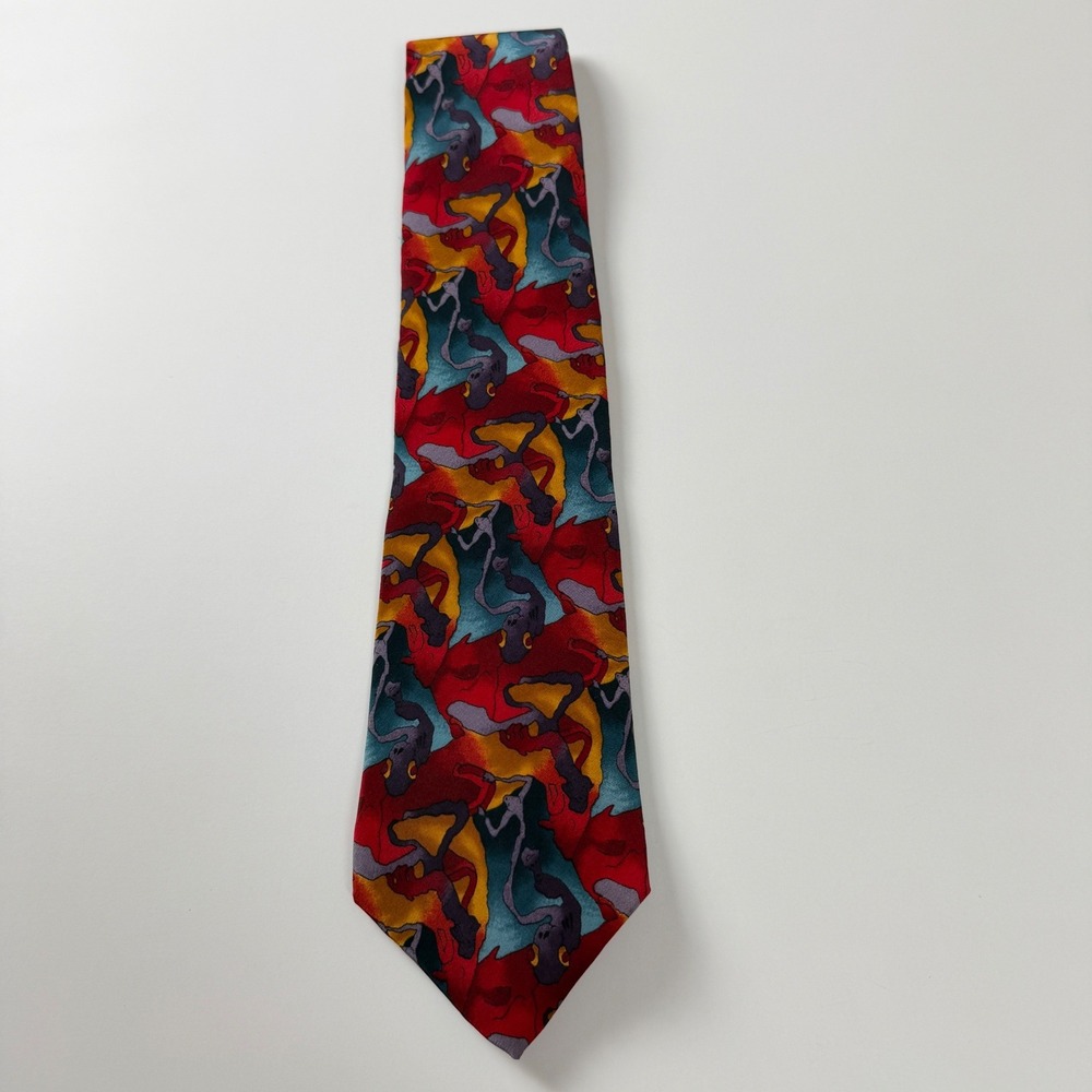 Vintage J. Garcia Red Cartoon Limbo Collection Eight Abstract Silk Tie